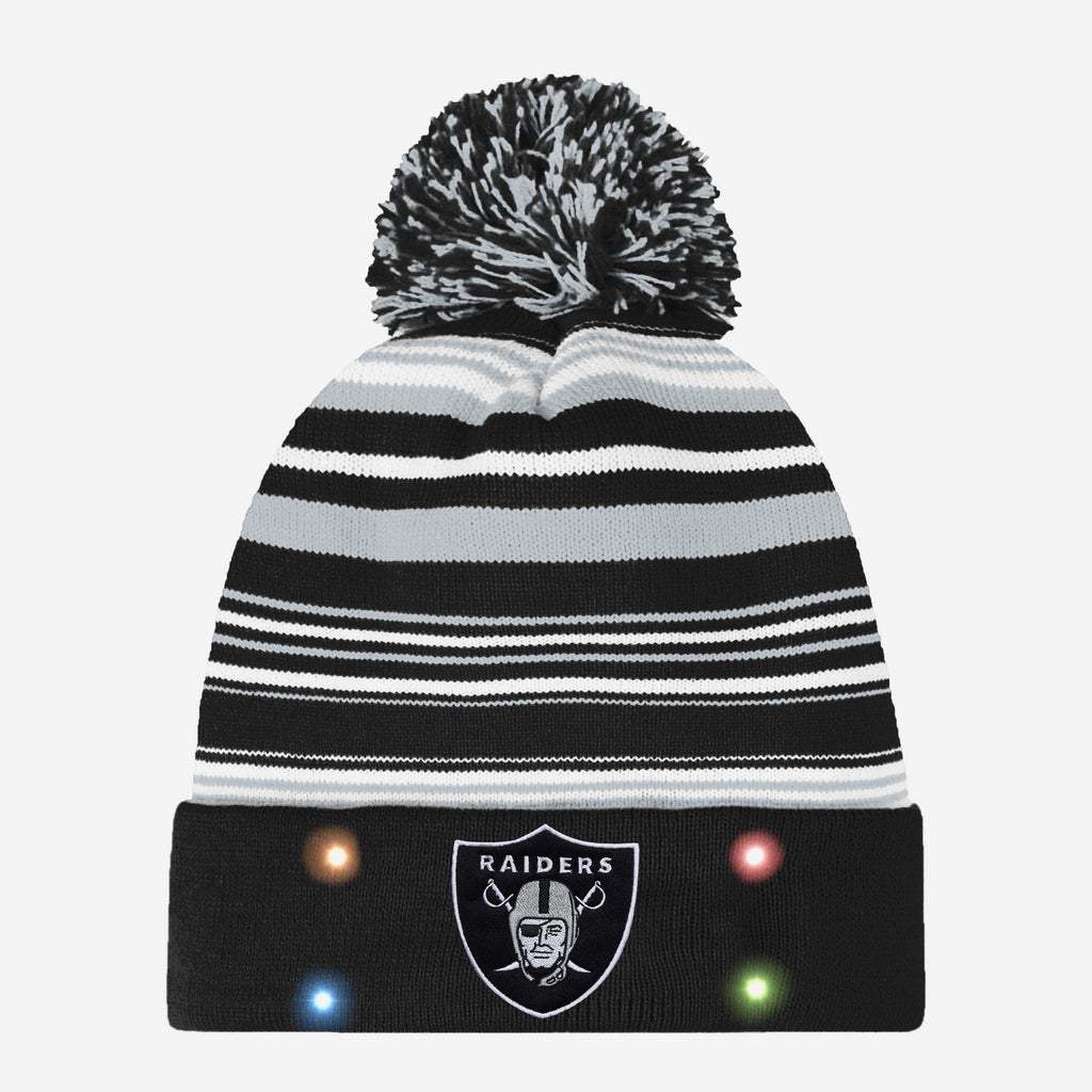 Las Vegas Raiders Horizontal Stripe Light Up Beanie FOCO Las Vegas Raiders Horizontal Stripe Light Up Beanie FOCO