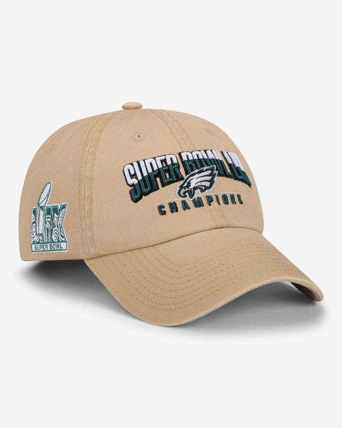 Philadelphia Eagles Super Bowl LIX Champions Khaki Primary Logo Casual Cap FOCO - FOCO.com