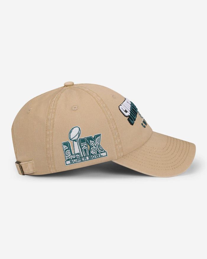 Philadelphia Eagles Super Bowl LIX Champions Khaki Primary Logo Casual Cap FOCO - FOCO.com