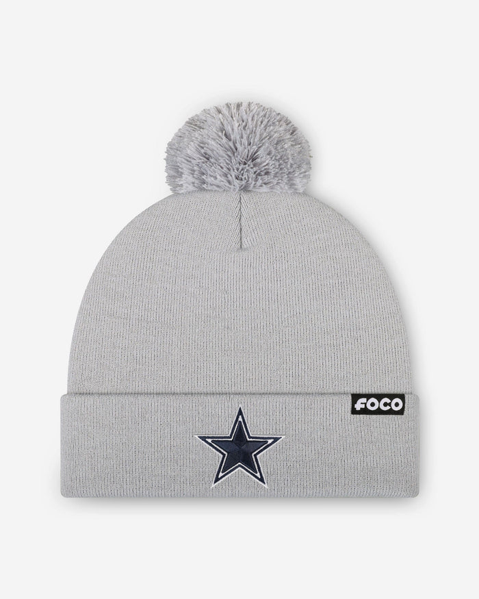 Dallas Cowboys Basic Primary Logo Pom Beanie FOCO Silver - FOCO.com