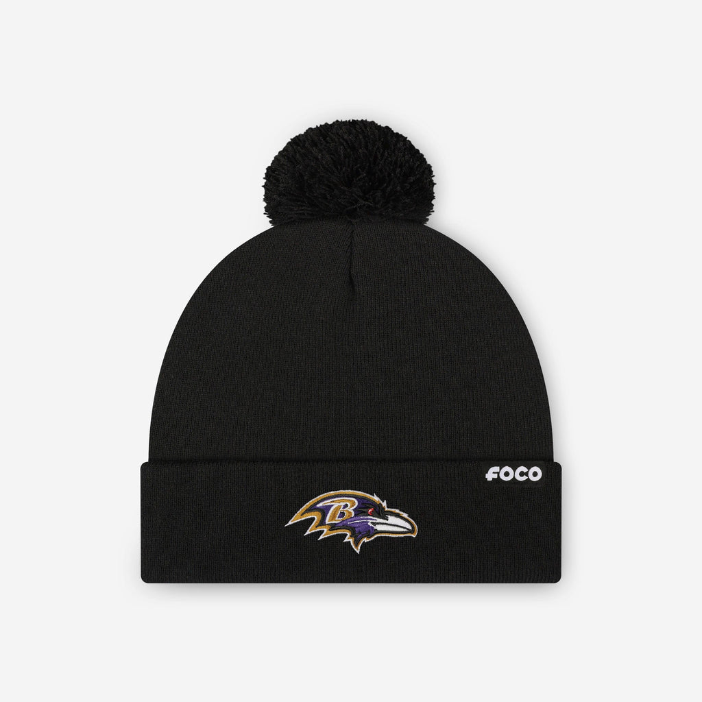 Baltimore Ravens Basic Primary Logo Pom Beanie FOCO