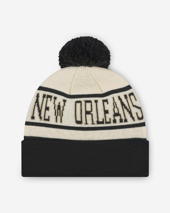 New Orleans Saints Heritage Stripe Primary Logo Pom Beanie FOCO - FOCO.com