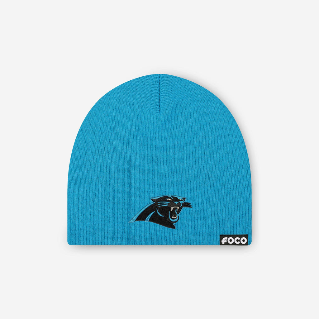 Carolina Panthers Basic Primary Logo Skull Beanie FOCO - FOCO.com