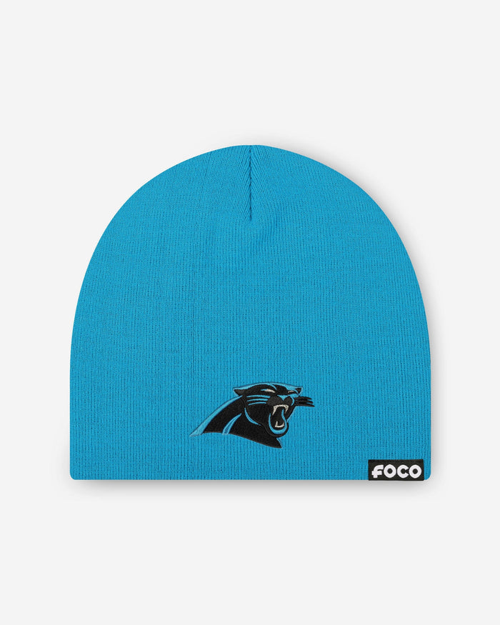 Carolina Panthers Basic Primary Logo Skull Beanie FOCO - FOCO.com