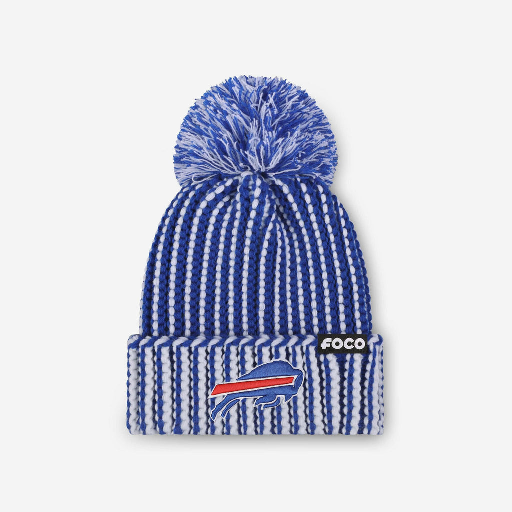 Buffalo Bills Primary Logo Vertical Knit Pom Beanie FOCO - FOCO.com