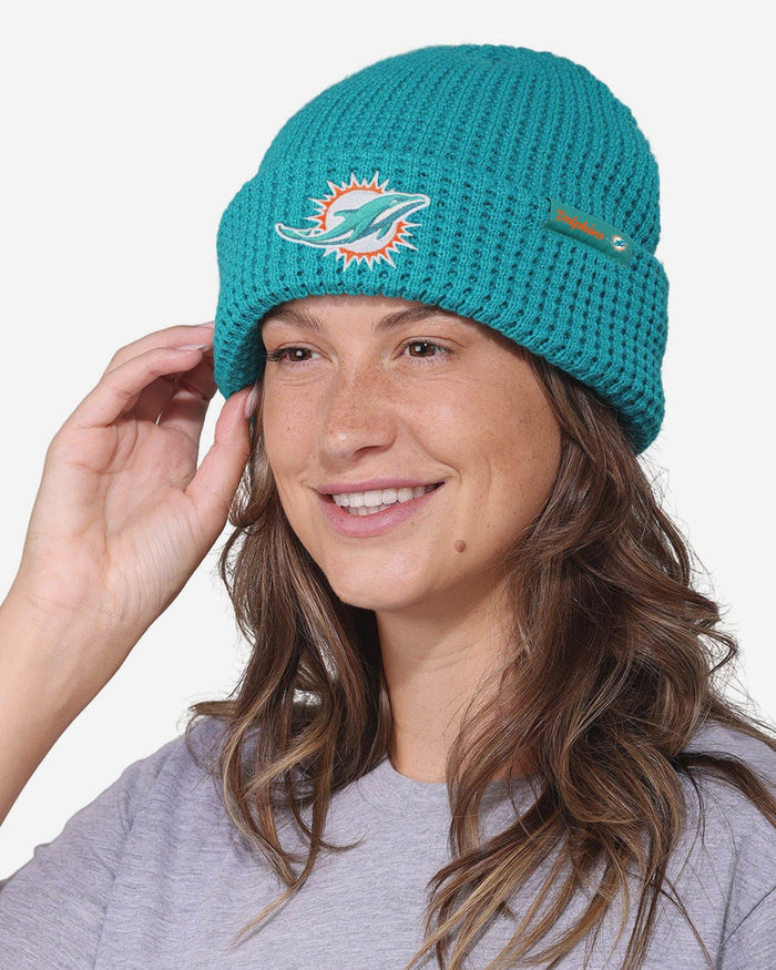 Miami Dolphins Primary Logo Waffle Beanie FOCO - FOCO.com