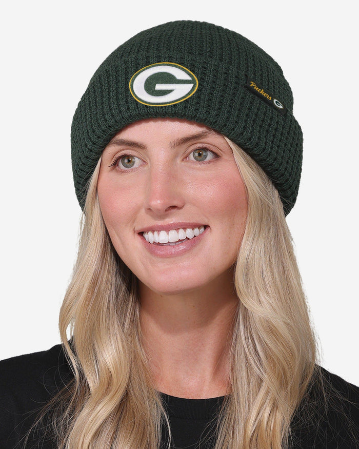 Green Bay Packers Primary Logo Waffle Beanie FOCO - FOCO.com