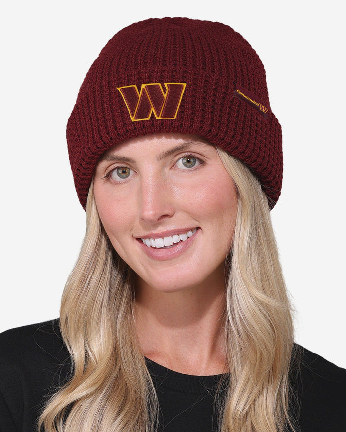 Washington Commanders Primary Logo Waffle Beanie FOCO - FOCO.com