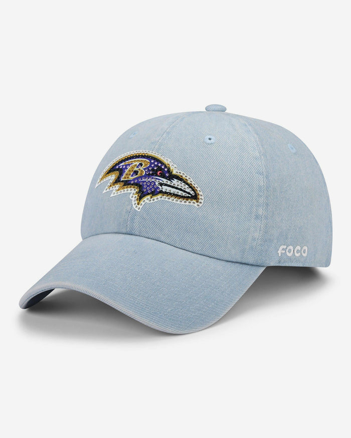Baltimore Ravens Rhinestone Logo Denim Casual Cap FOCO - FOCO.com