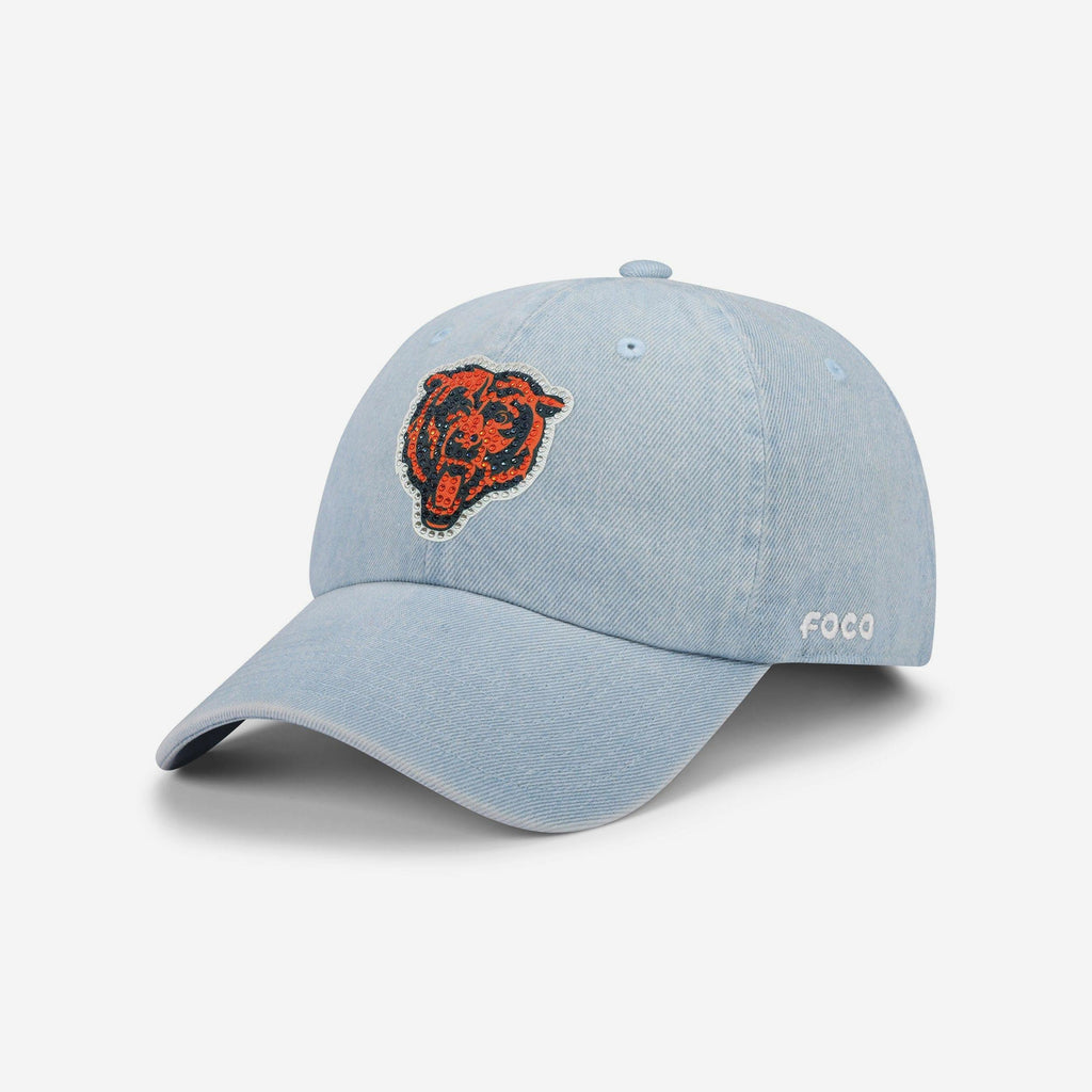 Chicago Bears Rhinestone Logo Denim Casual Cap FOCO - FOCO.com
