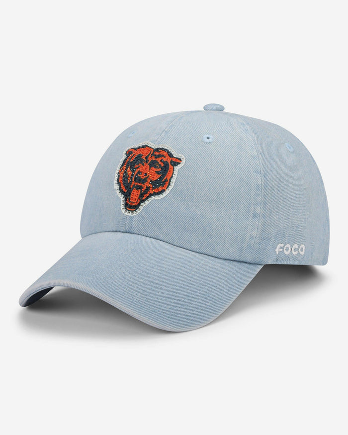 Chicago Bears Rhinestone Logo Denim Casual Cap FOCO - FOCO.com