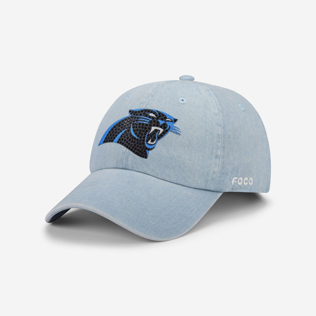Carolina Panthers Rhinestone Logo Denim Casual Cap FOCO - FOCO.com