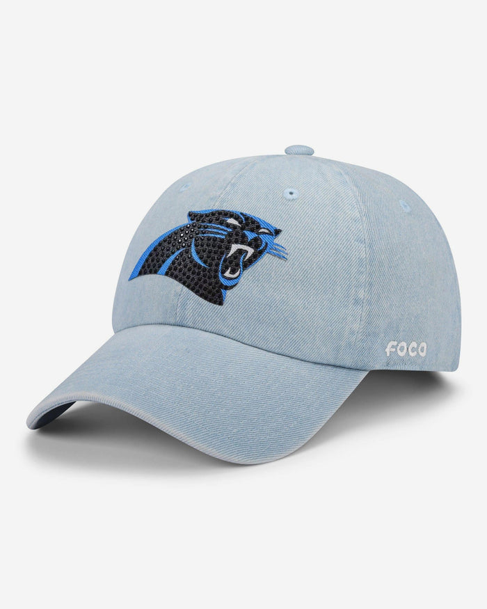 Carolina Panthers Rhinestone Logo Denim Casual Cap FOCO - FOCO.com