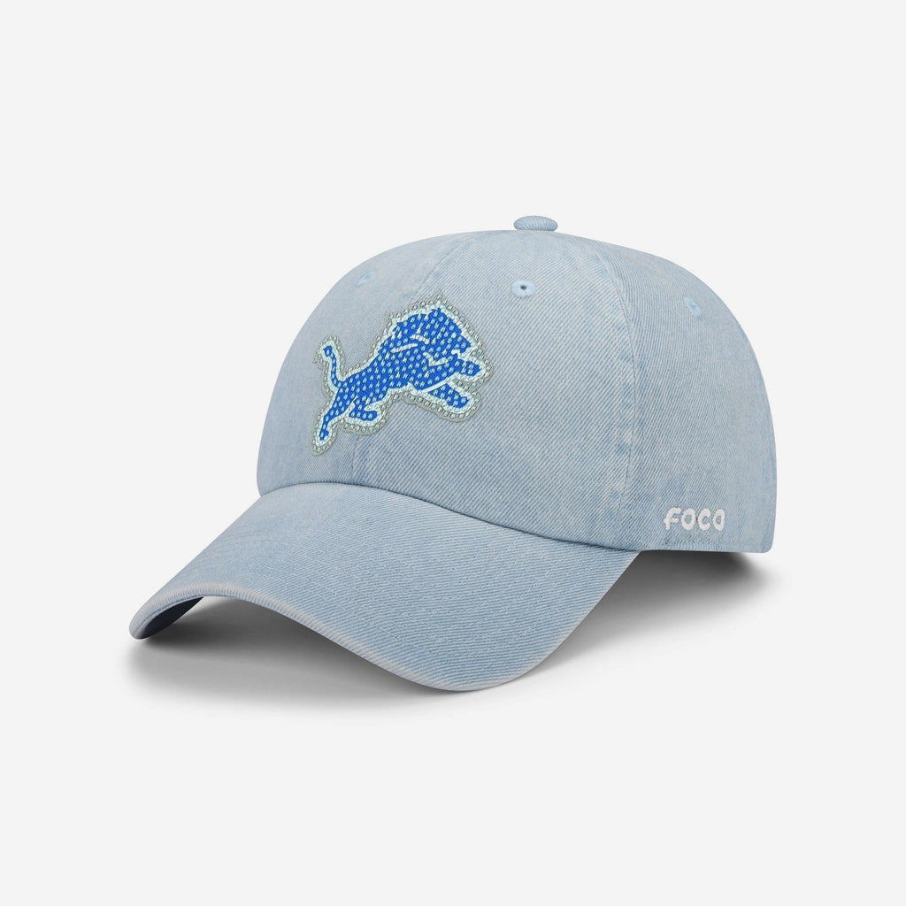 Detroit Lions Rhinestone Logo Denim Casual Cap FOCO - FOCO.com