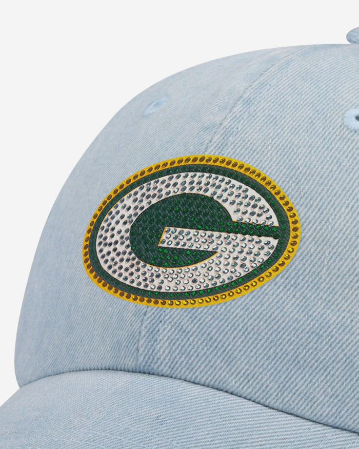 Green Bay Packers Rhinestone Logo Denim Casual Cap FOCO - FOCO.com