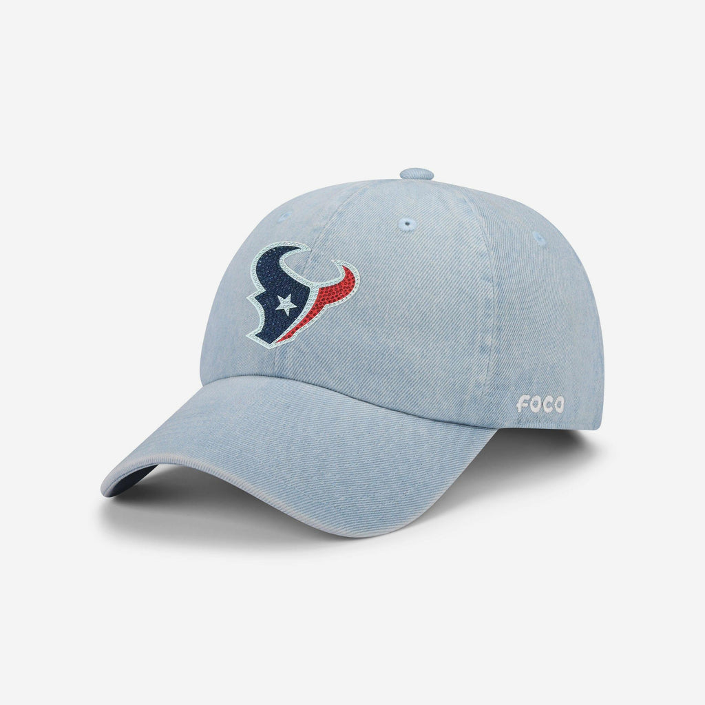 Houston Texans Rhinestone Logo Denim Casual Cap FOCO - FOCO.com
