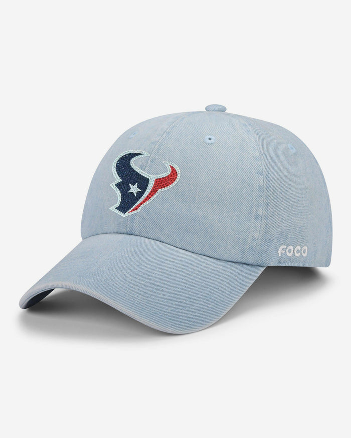 Houston Texans Rhinestone Logo Denim Casual Cap FOCO - FOCO.com