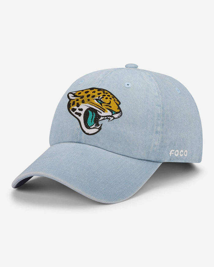 Jacksonville Jaguars Rhinestone Logo Denim Casual Cap FOCO - FOCO.com