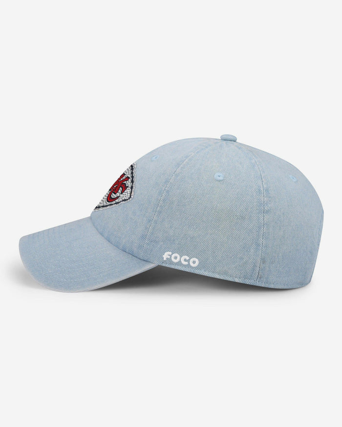 Kansas City Chiefs Rhinestone Logo Denim Casual Cap FOCO - FOCO.com