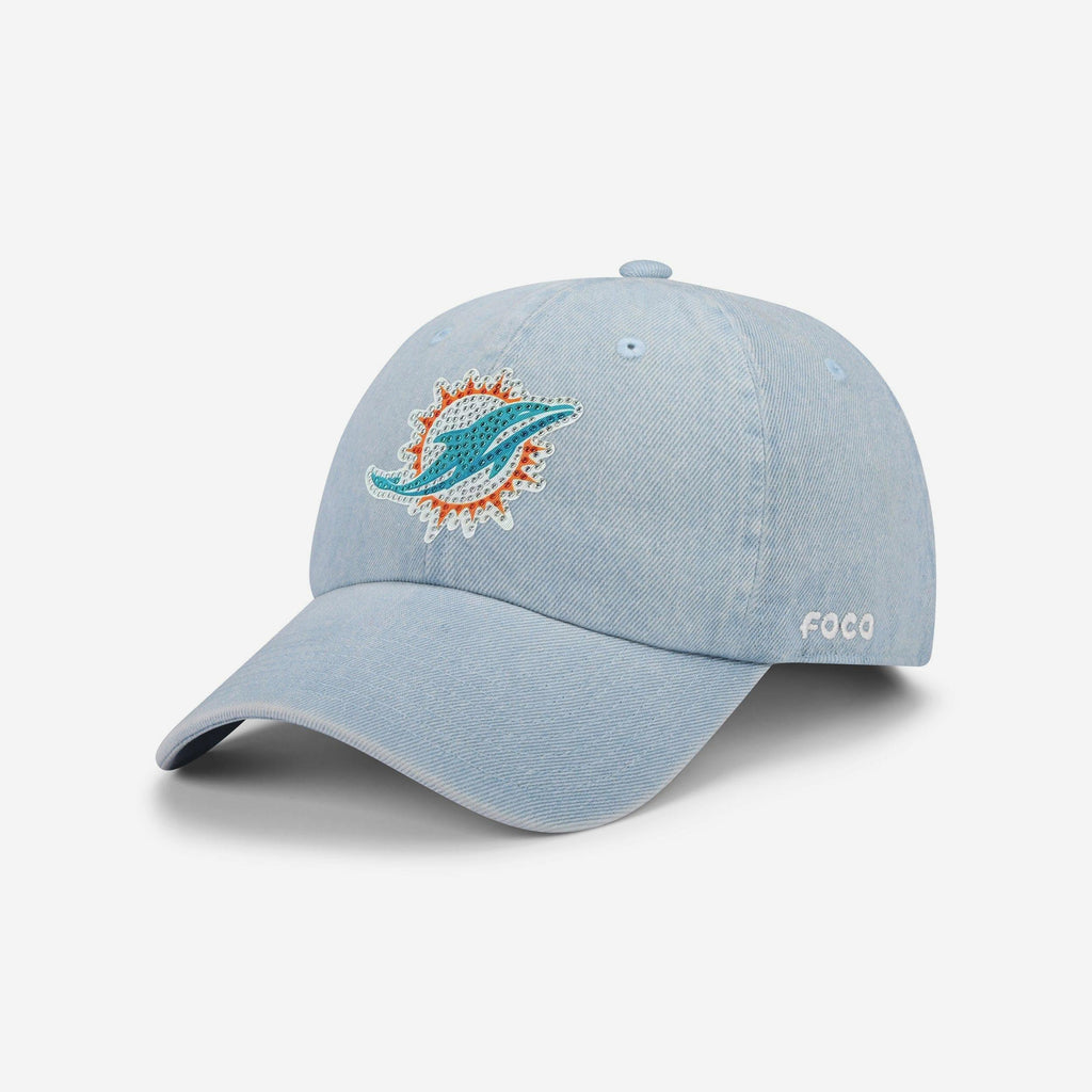 Miami Dolphins Rhinestone Logo Denim Casual Cap FOCO - FOCO.com