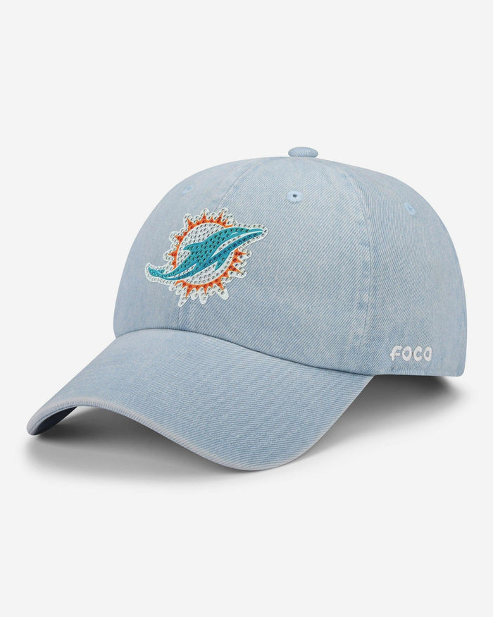 Miami Dolphins Rhinestone Logo Denim Casual Cap FOCO - FOCO.com