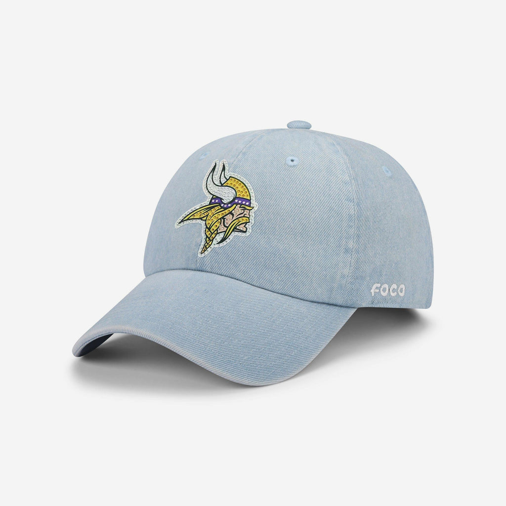 Minnesota Vikings Rhinestone Logo Denim Casual Cap FOCO - FOCO.com