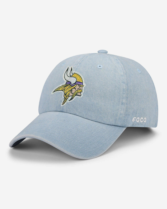Minnesota Vikings Rhinestone Logo Denim Casual Cap FOCO - FOCO.com