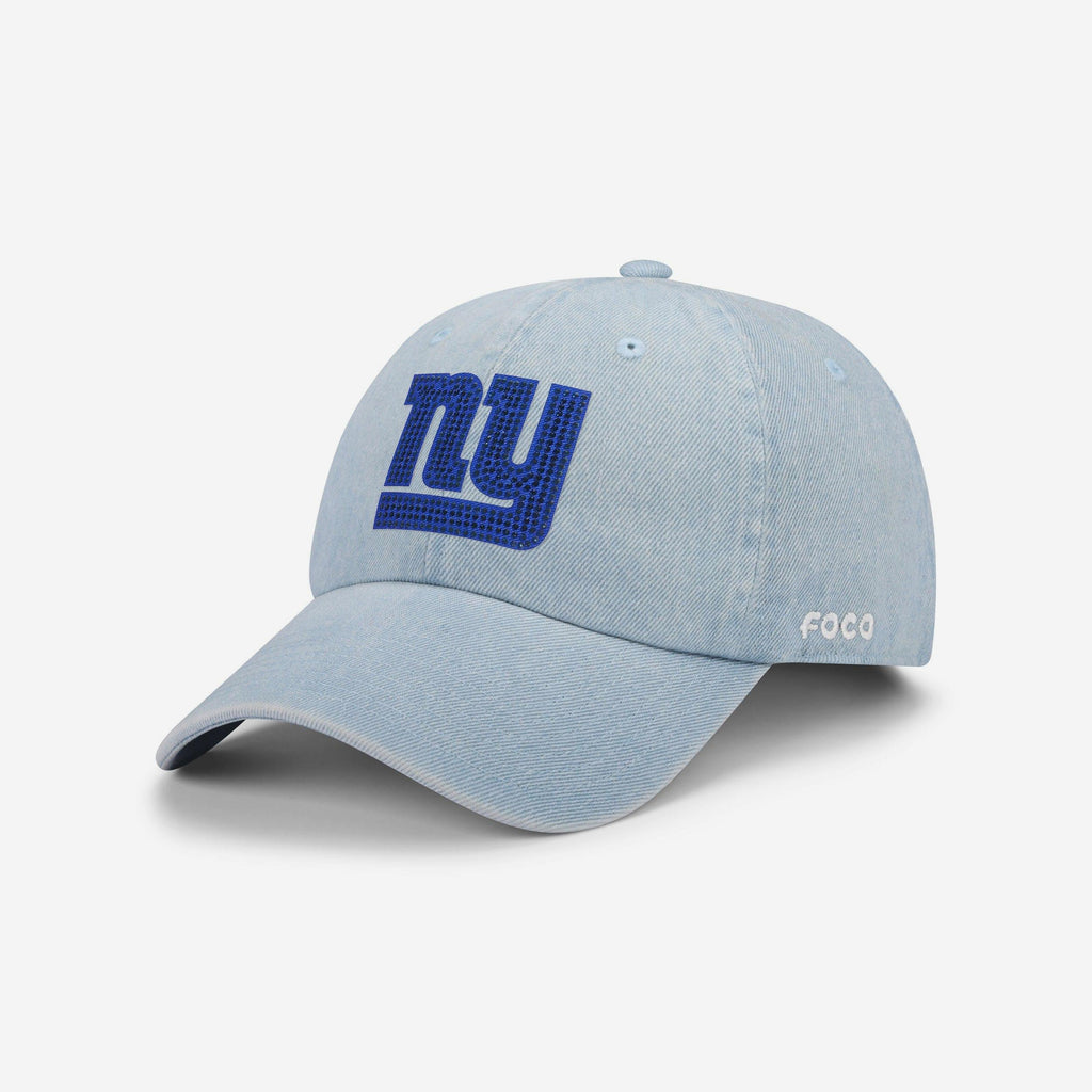 New York Giants Rhinestone Logo Denim Casual Cap FOCO - FOCO.com