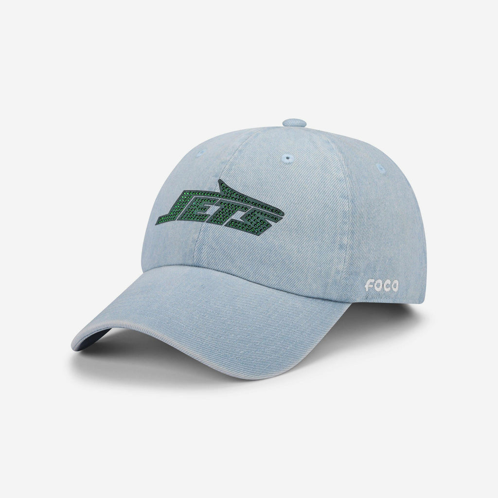 New York Jets Rhinestone Logo Denim Casual Cap FOCO - FOCO.com