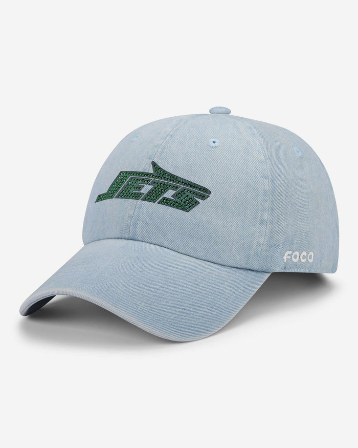 New York Jets Rhinestone Logo Denim Casual Cap FOCO - FOCO.com