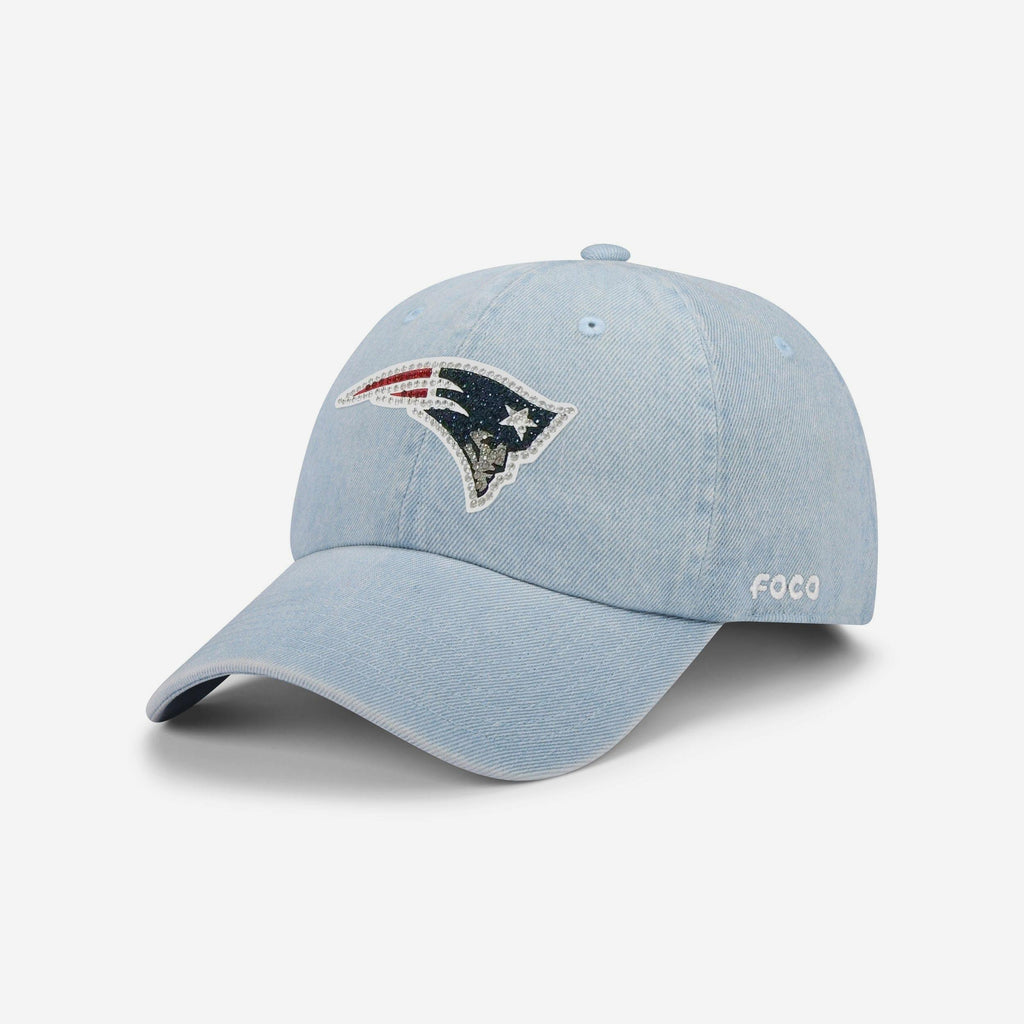 New England Patriots Rhinestone Logo Denim Casual Cap FOCO - FOCO.com