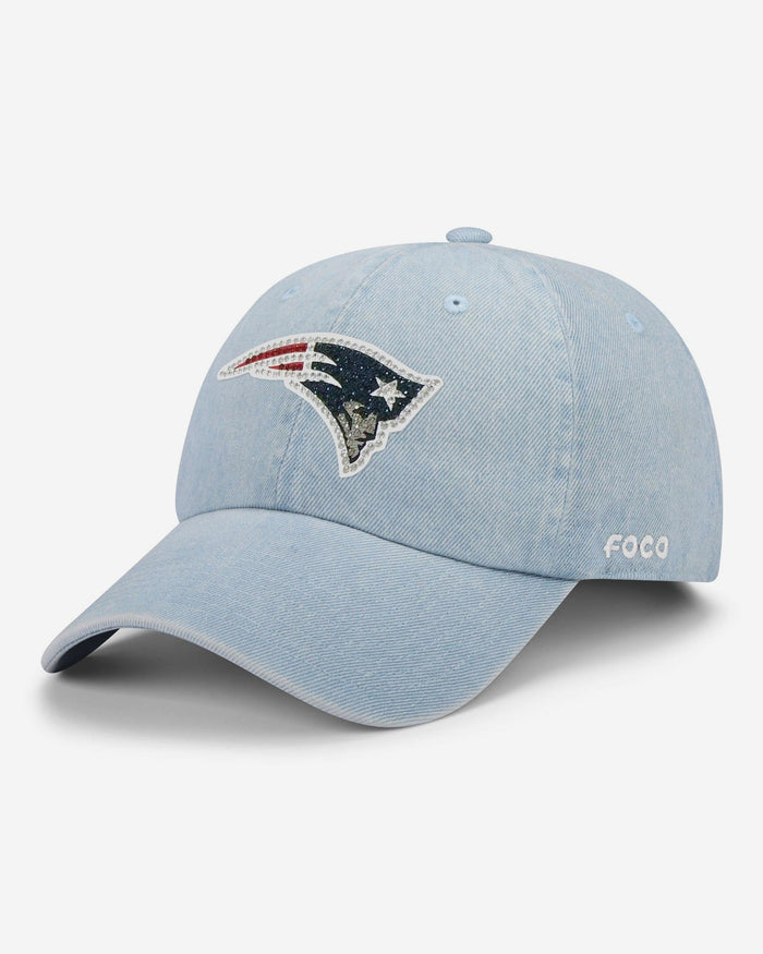 New England Patriots Rhinestone Logo Denim Casual Cap FOCO - FOCO.com