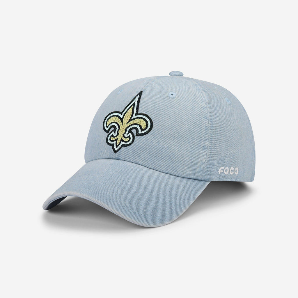 New Orleans Saints Rhinestone Logo Denim Casual Cap FOCO - FOCO.com