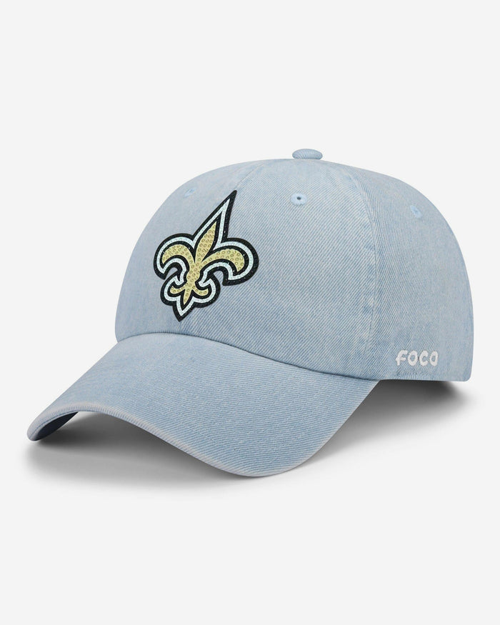 New Orleans Saints Rhinestone Logo Denim Casual Cap FOCO - FOCO.com