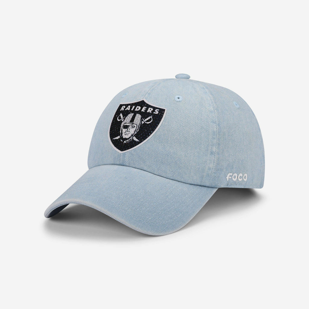 Las Vegas Raiders Rhinestone Logo Denim Casual Cap FOCO - FOCO.com