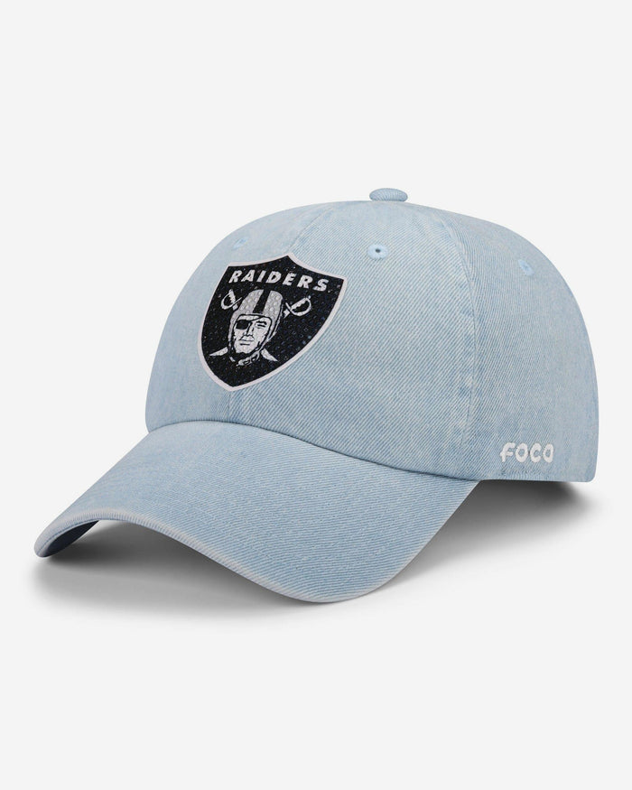 Las Vegas Raiders Rhinestone Logo Denim Casual Cap FOCO - FOCO.com