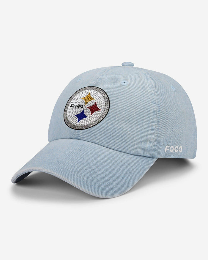 Pittsburgh Steelers Rhinestone Logo Denim Casual Cap FOCO - FOCO.com