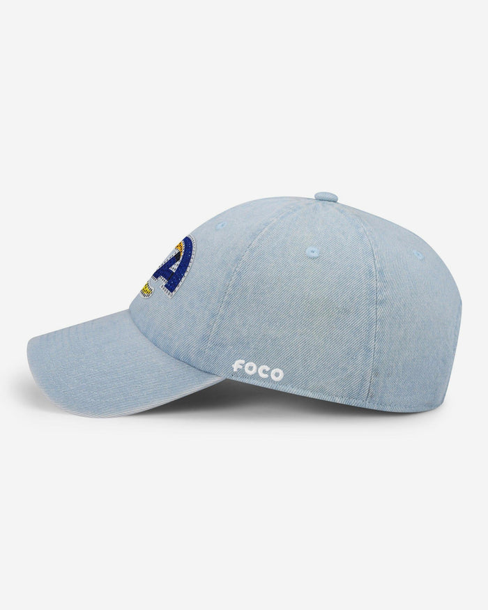Los Angeles Rams Rhinestone Logo Denim Casual Cap FOCO - FOCO.com