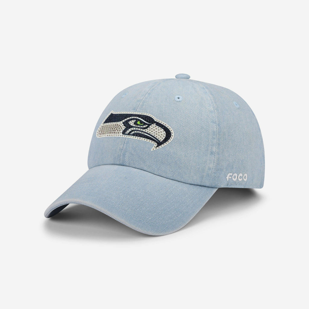 Seattle Seahawks Rhinestone Logo Denim Casual Cap FOCO - FOCO.com