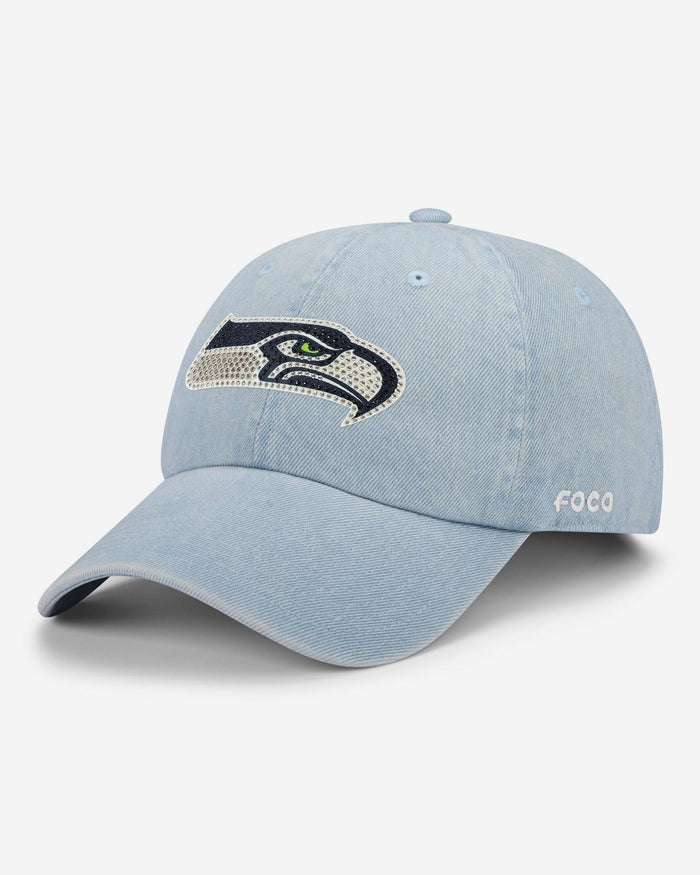 Seattle Seahawks Rhinestone Logo Denim Casual Cap FOCO - FOCO.com