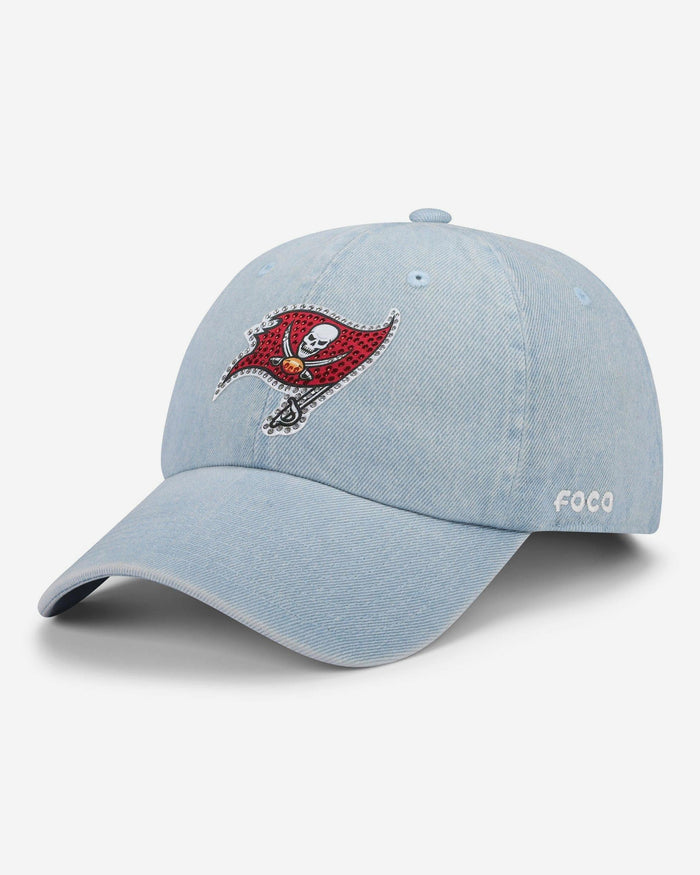 Tampa Bay Buccaneers Rhinestone Logo Denim Casual Cap FOCO - FOCO.com