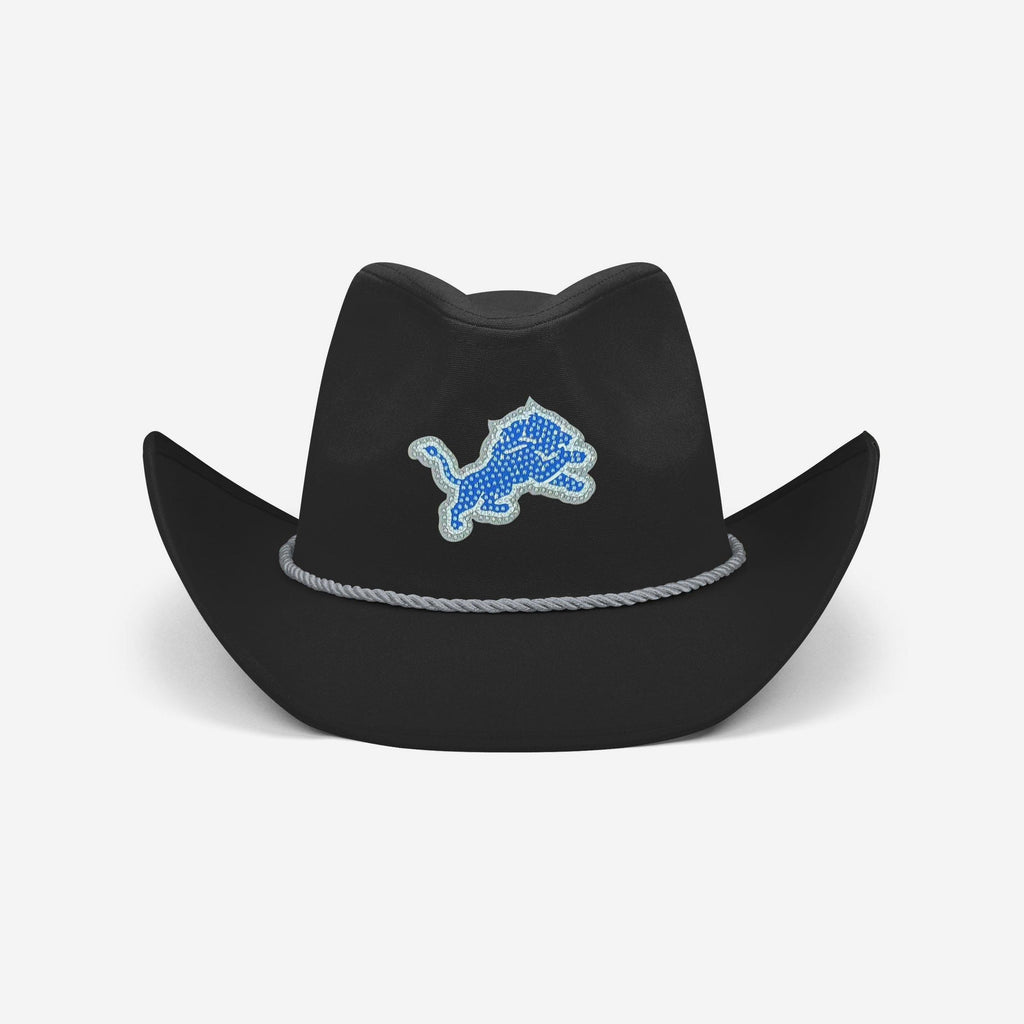 Detroit Lions Black Rhinestone Logo Cowboy Hat FOCO