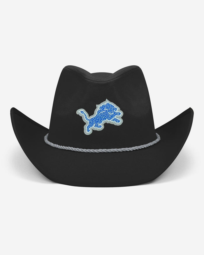 Detroit Lions Black Rhinestone Logo Cowboy Hat FOCO - FOCO.com