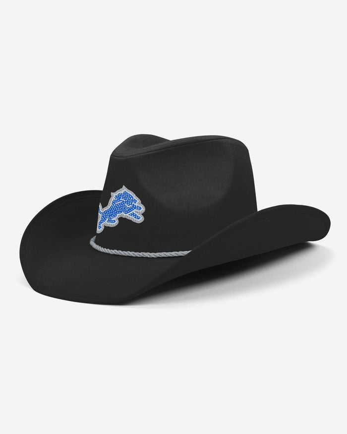 Detroit Lions Black Rhinestone Logo Cowboy Hat FOCO - FOCO.com