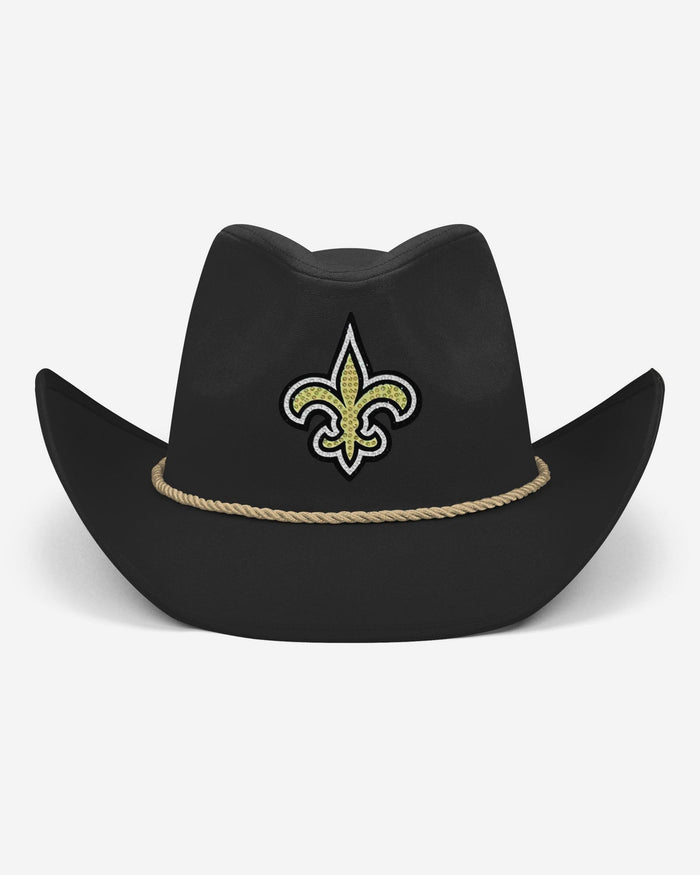 New Orleans Saints Black Rhinestone Logo Cowboy Hat FOCO - FOCO.com