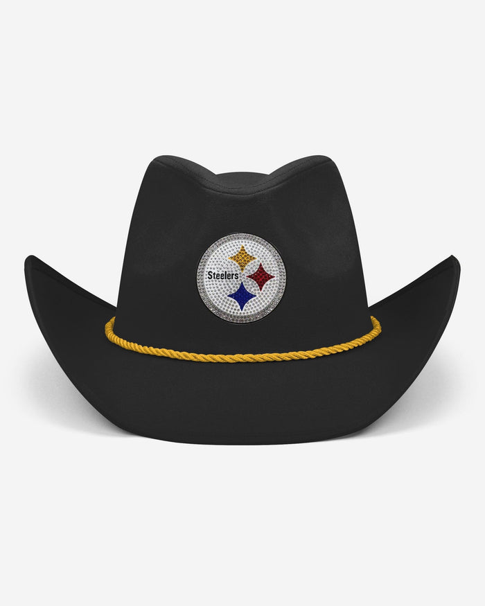 Pittsburgh Steelers Black Rhinestone Logo Cowboy Hat FOCO - FOCO.com