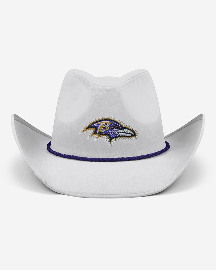 Baltimore Ravens White Rhinestone Logo Cowboy Hat FOCO - FOCO.com