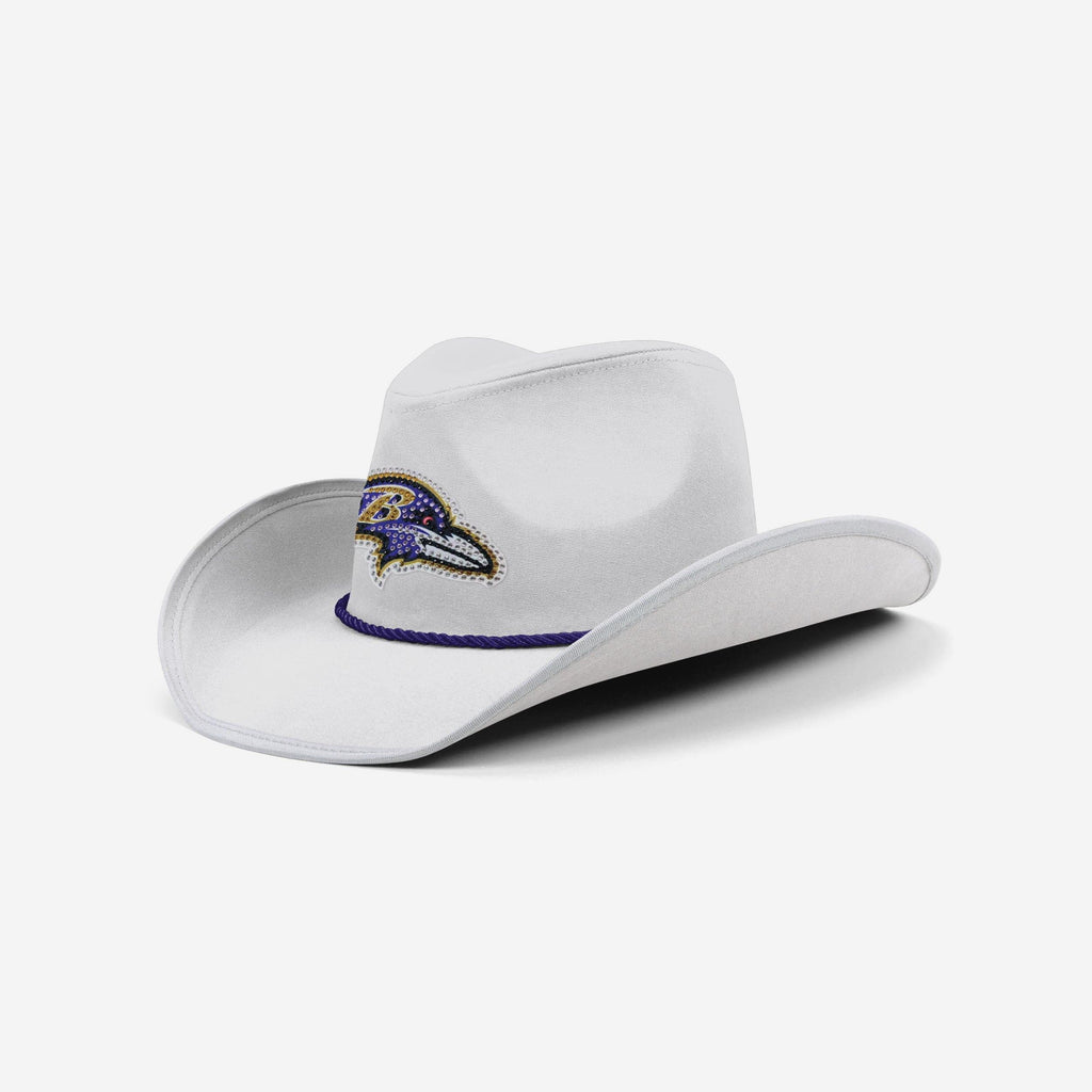 Baltimore Ravens White Rhinestone Logo Cowboy Hat FOCO - FOCO.com
