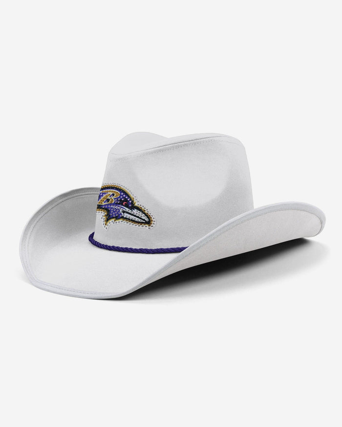 Baltimore Ravens White Rhinestone Logo Cowboy Hat FOCO - FOCO.com