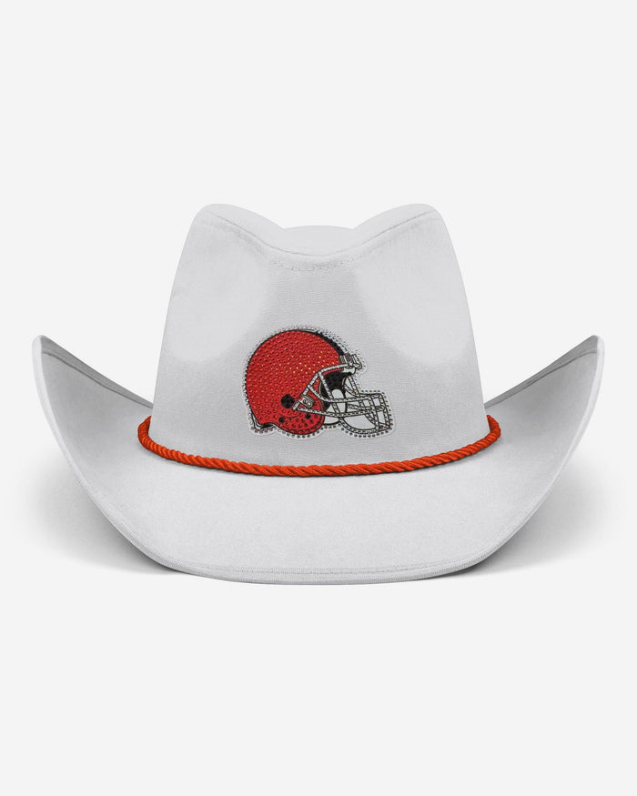 Cleveland Browns White Rhinestone Logo Cowboy Hat FOCO - FOCO.com